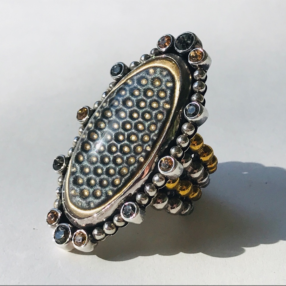 CITRINE TOPAZ QUARTZ RING BY MARS & VALENTINE